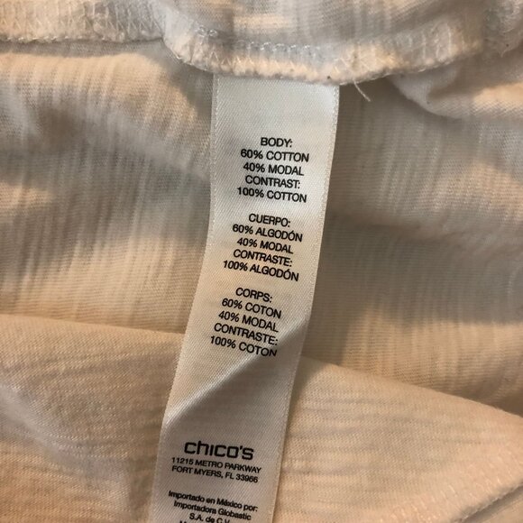 Chicos Zenergy Karsyn Solid Tunic V-Neck Top White Slub Knit Size 2 (US Size L) - Picture 4 of 7